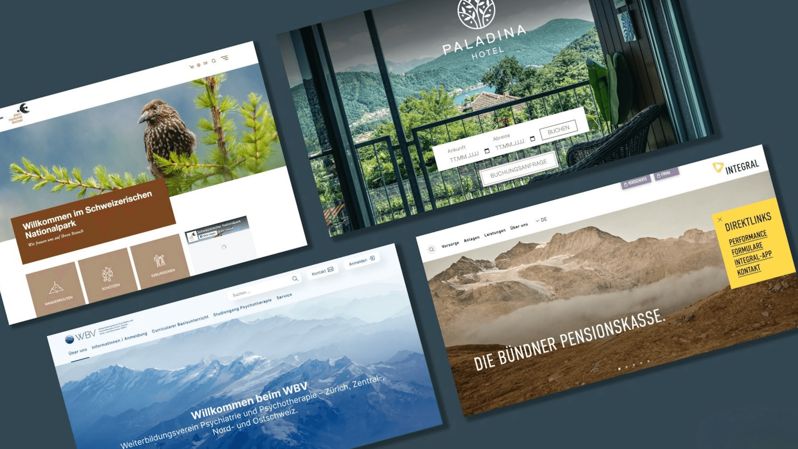 Verschiedene Websites, die vom Softwarehaus realisiert wurden