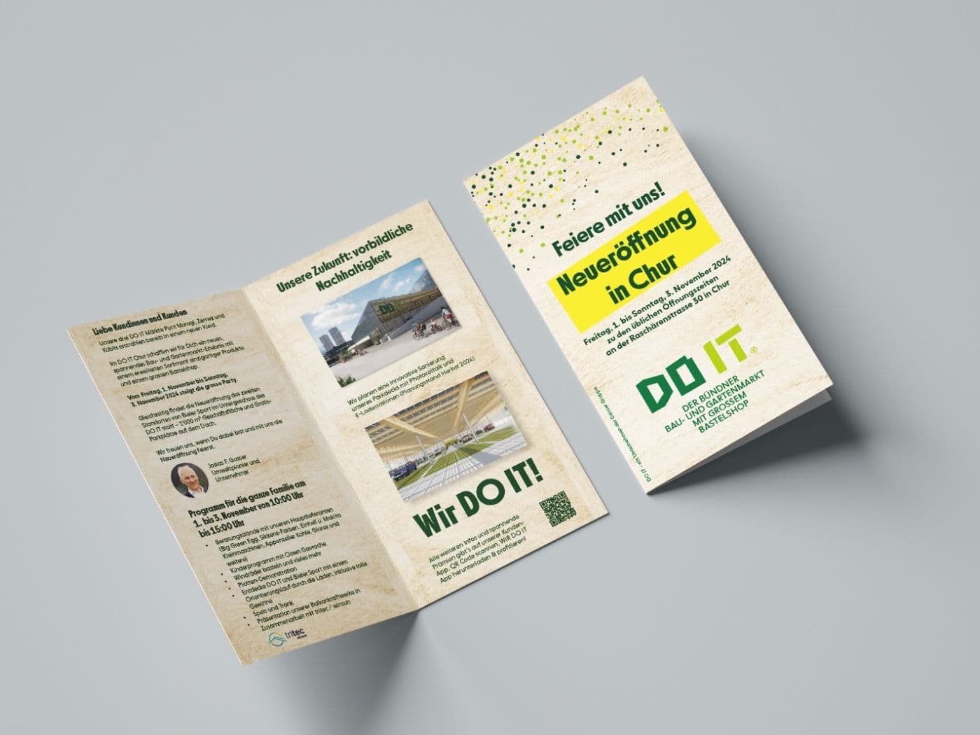 Leporello rund um die Neu-/Wiedereröffnung des DO IT Chur