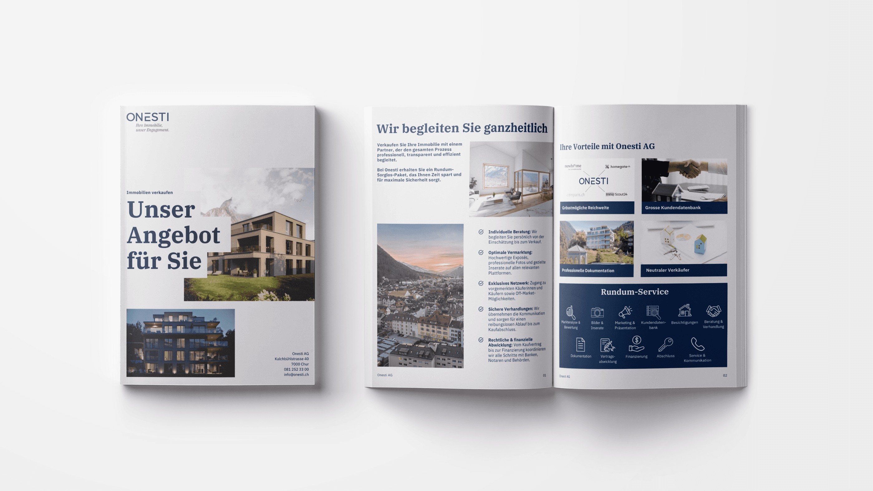 Broschüre mit dem Angebot von Onesti