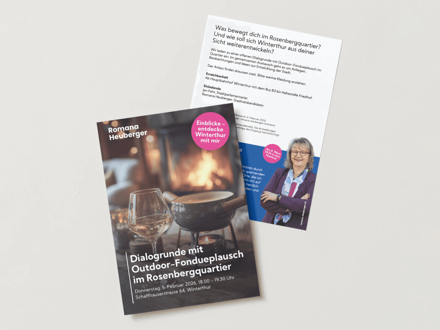 Flyer für Eventreihe «Einblicke – entdecke Winterthur mit mir»