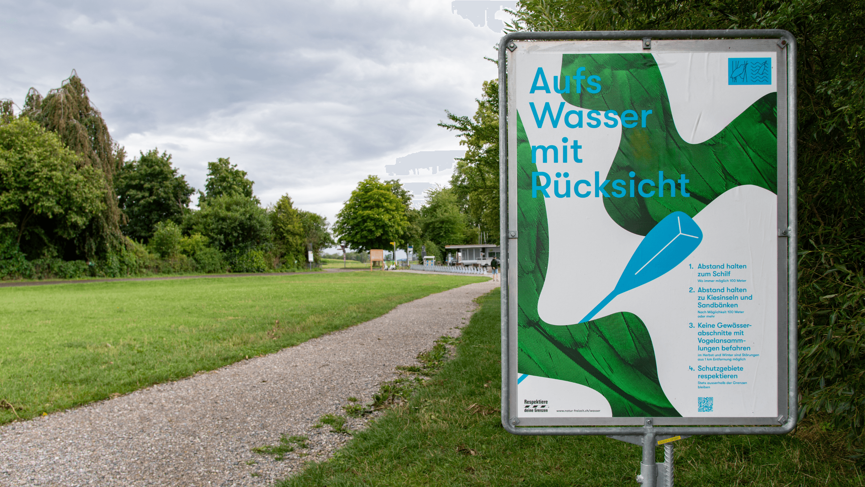 Plakat mit den vier Verhaltensempfehlungen (Designgrundlagen: Heyday)